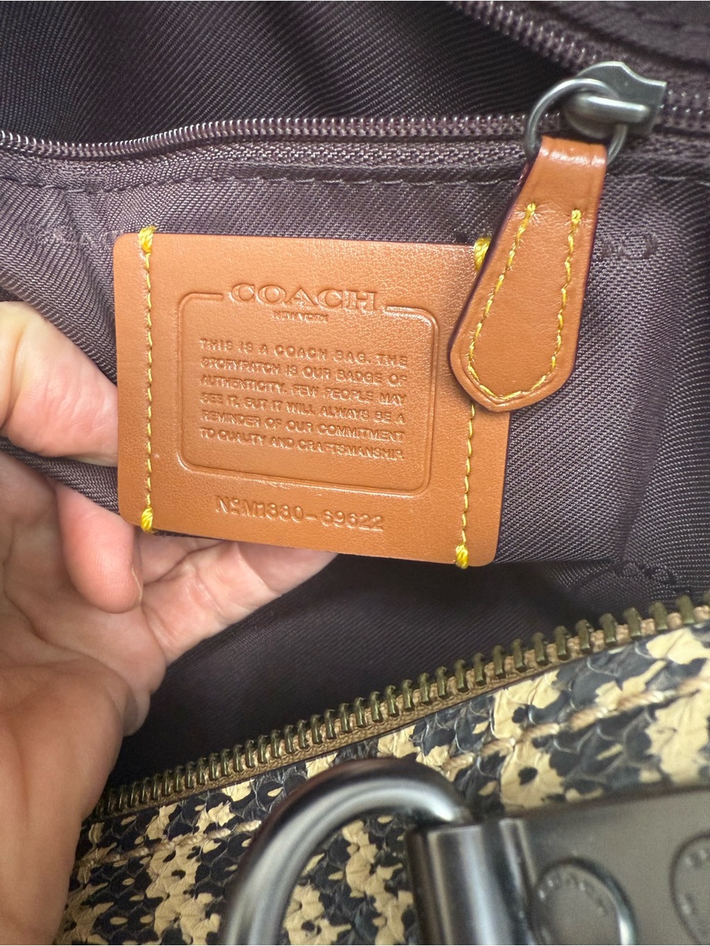 Coach Beige Lane Satchel in Colorblock with Snake Skin Accents - Picture 14 of 16